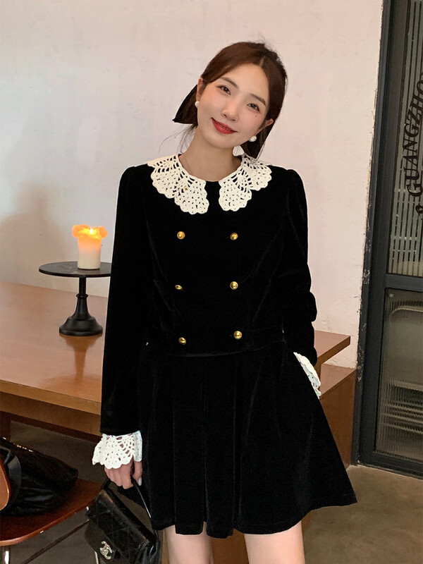【NEW OPEN】French Lace Doll Collar Double Breasted Short Jacket FY80517# ZXX