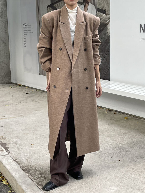 【CLEAN SPACE】High-quality double-breasted loose long quilted coat (20 wool) 33829# CQW