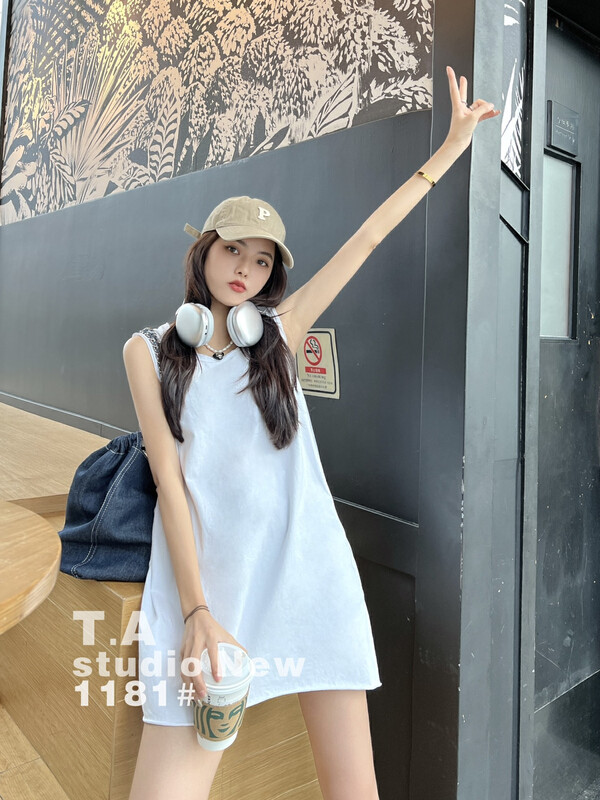 New in autumn! [TA+] Simple solid color mid-length vest/sling 01181# L