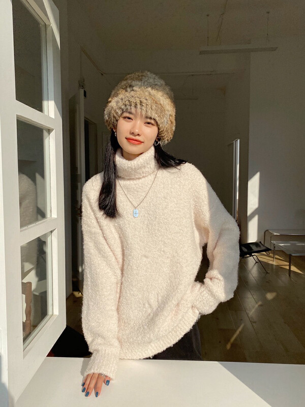 【AM GARDENIA】High-neck Pullover Loose Lazy Knit Sweater 7081# ZXX