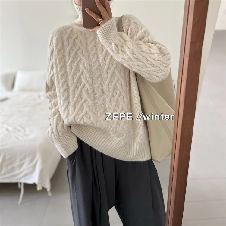 【ZE】High Neck Comfortable Pullover Thin Warm Sweater 793# L