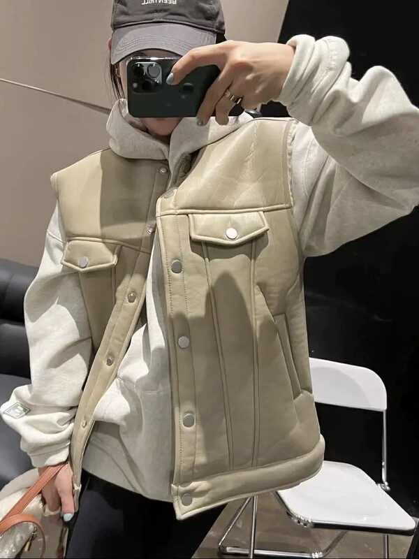 【JUN.T】Korean version all-match furry, comfortable and warm vest 7033# PCZ