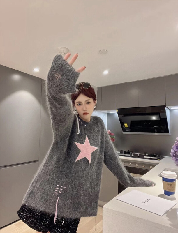 【NANCY】New Star Mohair Design Knit Sweater M3807# WPL