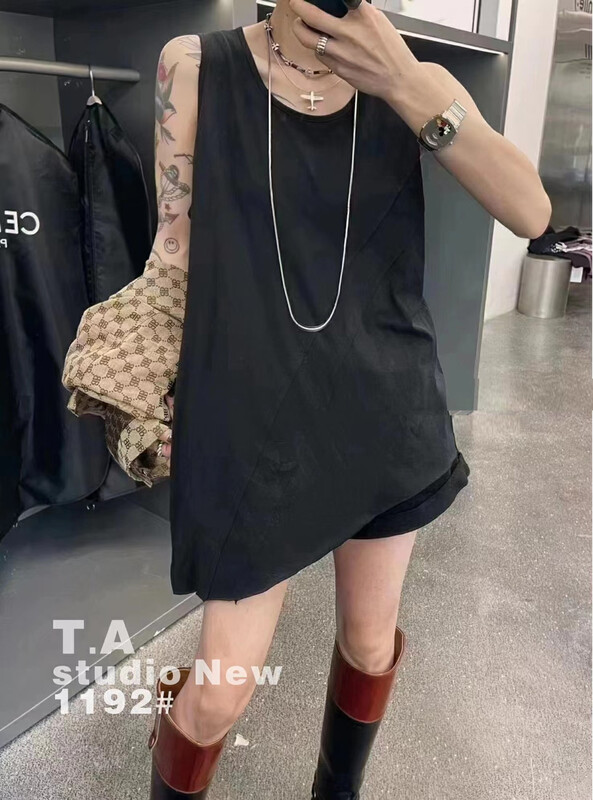 New in autumn! [TA+] Simple solid color all-match casual vest/sling 1192# L