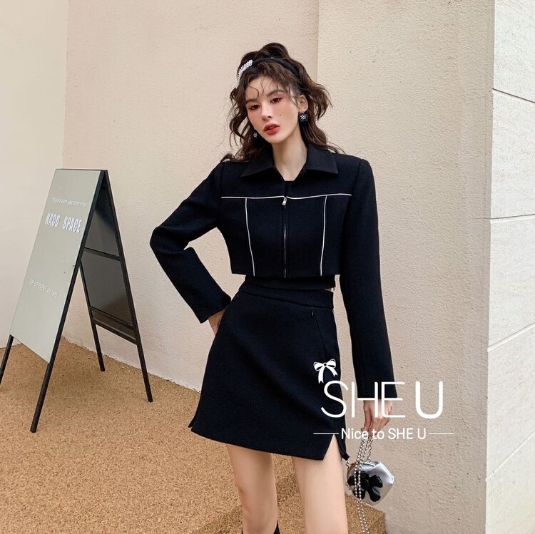 Original price 123.95! [SHE U] Korean version design line retro Western style short coat c88036