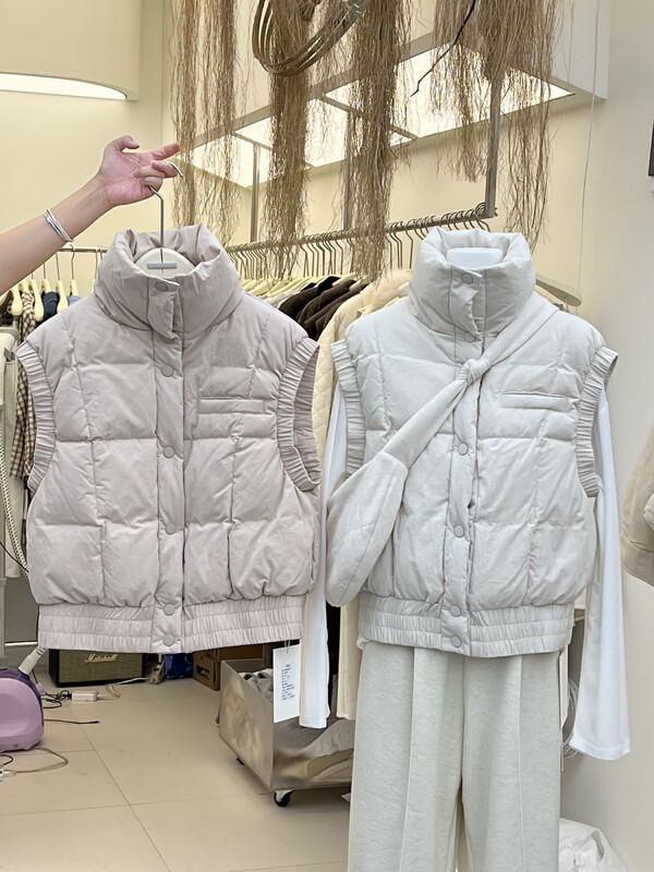 [RIN] Simple Korean casual warm stand-up collar down vest vest R21691