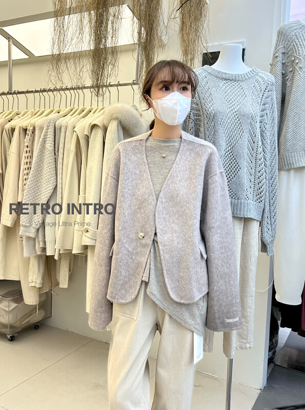 【RIN】Simple casual temperament loose all-match double-sided woolen coat 2065# CQW