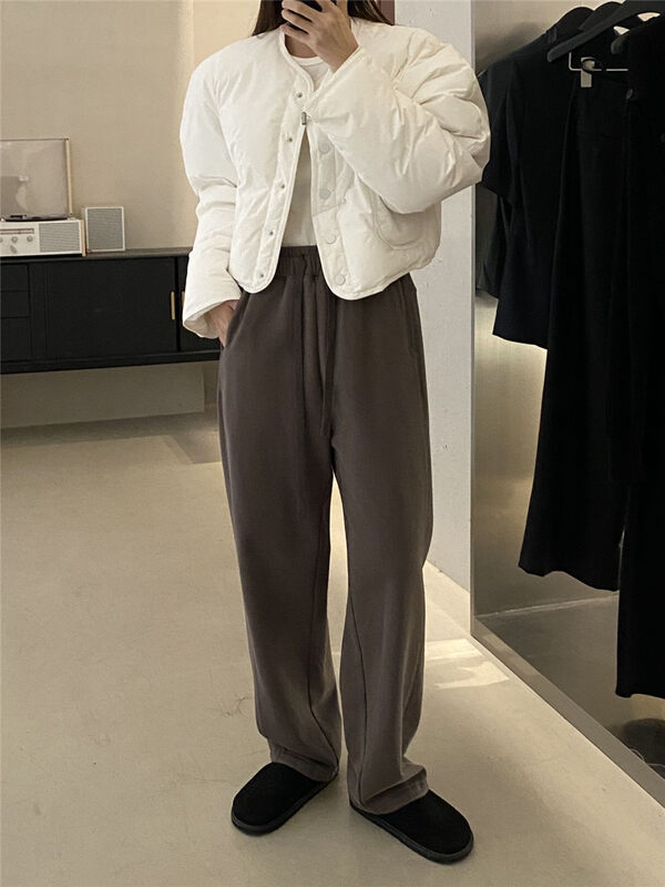 【CLEAN SPACE】Elastic waist drawstring loose cotton casual pants 33816# CQW