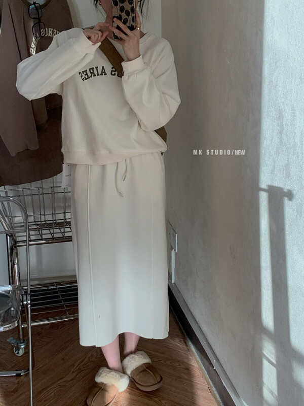 【CHEN/MK】 Korean version of simple temperament sweater + slim skirt suit 3665# HJY