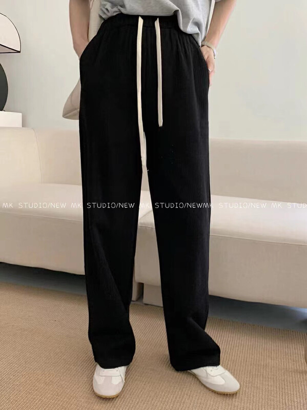 Autumn is new! [CHEN/MK] Korean version of the simple vertical strip thin casual pants 3637# HJY