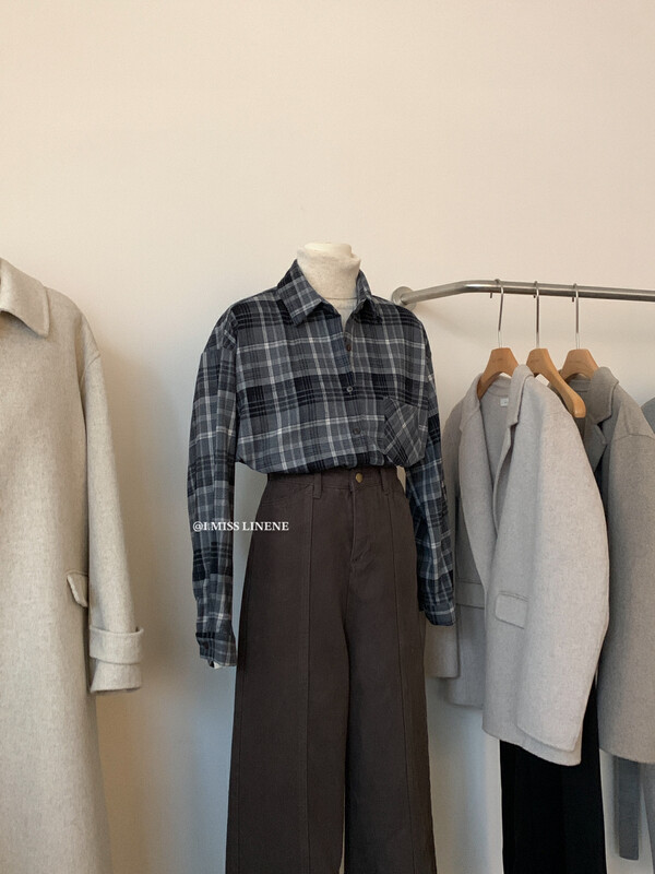 [IMISS] Korean version of the retro thickened brushed plaid shirt QK8135
