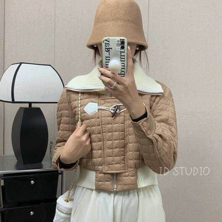 【I-D】Korean version all-match horn button short jacket 8557# L