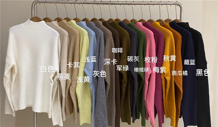 【ZE】Half turtleneck comfortable all-match slim sweater 802# L