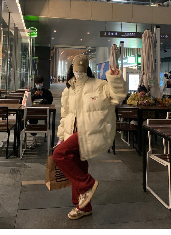 【LAB EEDA】pu leather stand collar loose thickened warm cotton jacket M204# OZQ