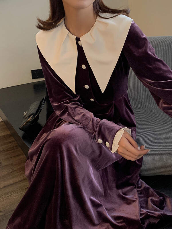 New in winter! [NEW OPEN] Feminine atmosphere point collar waist dress JL80563# ZXX
