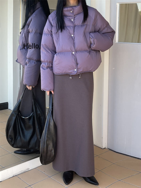 10 Colors Available [CLEAN SPACE] Textured Solid Color Bread Short Warm Down Jacket (90 White Duck Down) 32567# CQW