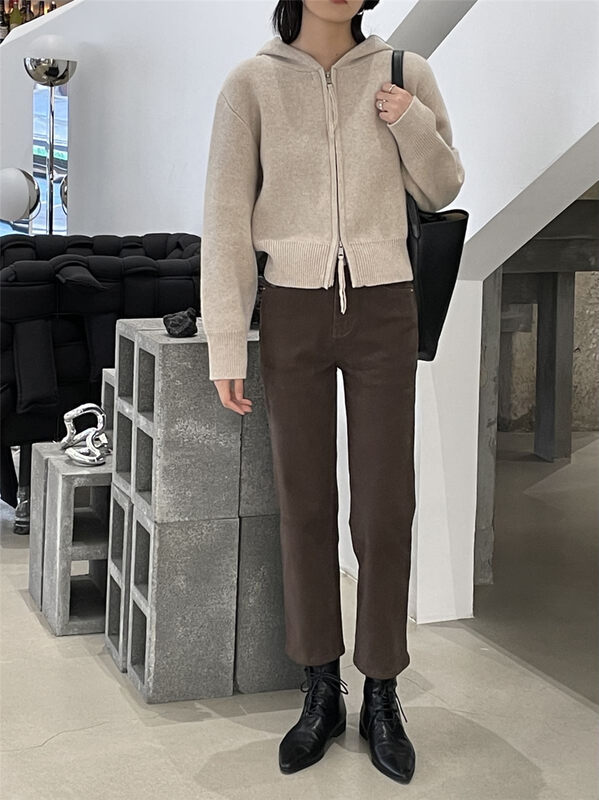 【CLEAN SPACE】Korean style straight-leg casual fleece warm jeans 33377# CQW