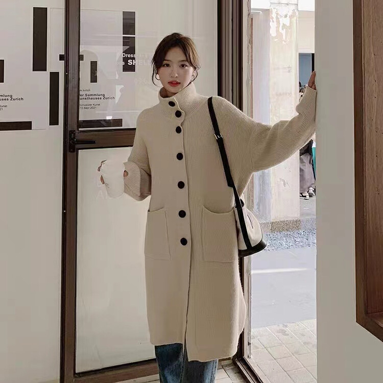 【AM GARDENIA】Korean style long breasted double pocket knitted cardigan 677# ZXX