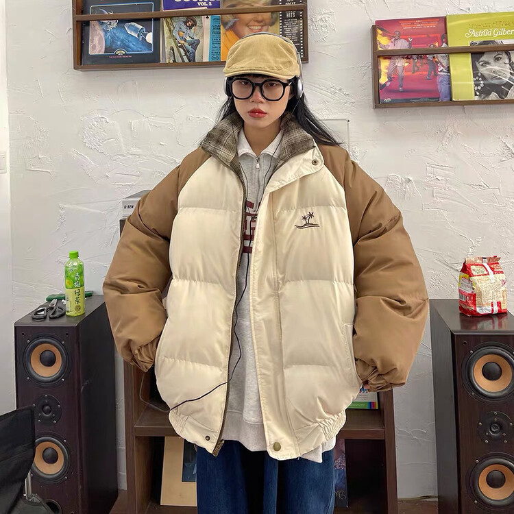 【LAB EEDA】Loose bf American college style double-sided warm cotton jacket M330# OZQ
