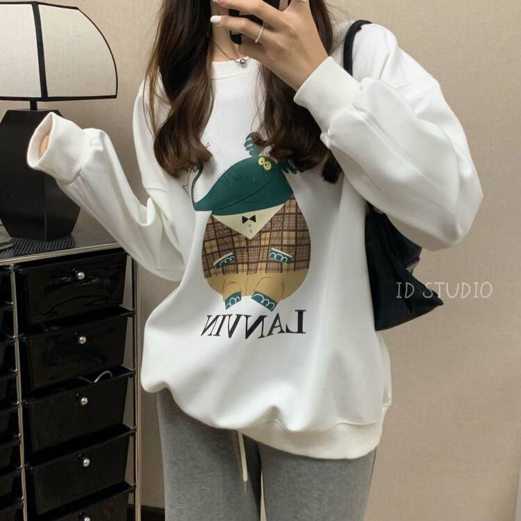 【I-D】Korean Style Loose Print Sweatshirt R1004# L
