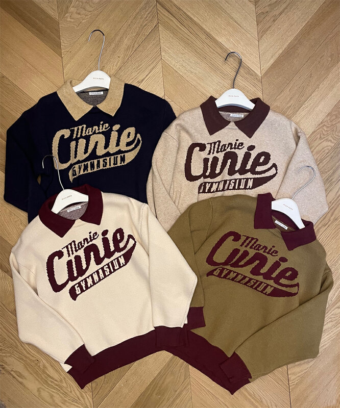 New for winter!  【RICH PAPA】Korean colorblock letter warm sweater 23S114# ZXX