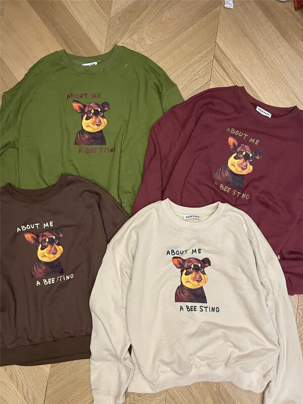 New for Autumn!【RICH PAPA】Fun Puppy Print Crew Neck Sweater A124# ZXX
