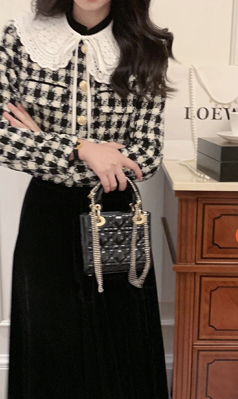 【JUN.T】French Lace Doll Plaid Short Jacket (with Shawl) 7010# PCZ