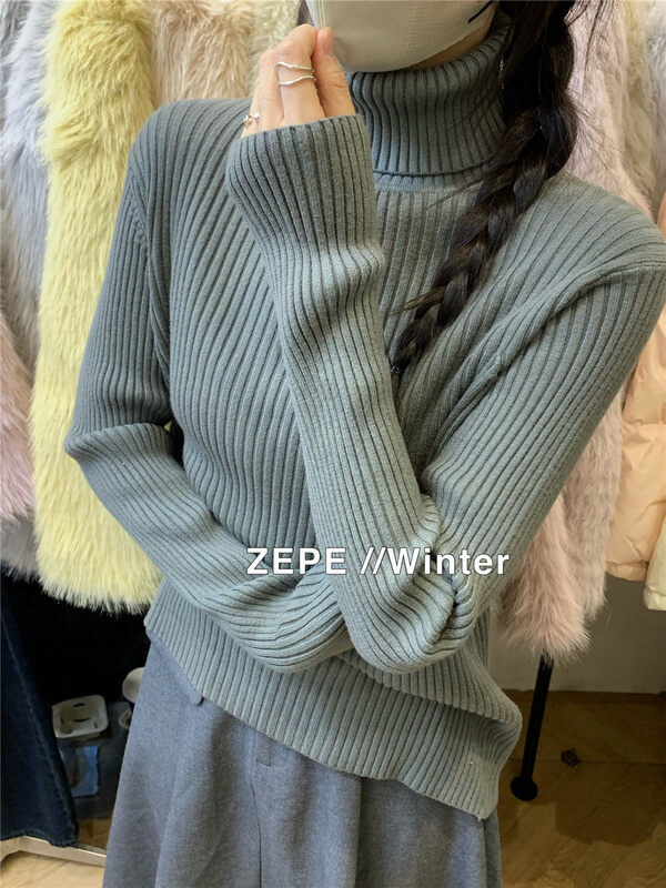 【ZE】Slim high neck comfortable all-match warm sweater 836# L