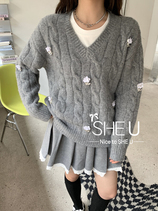 【SHE U】All-match thin stitching lace pleated skirt (short skirt) 51115# JHY