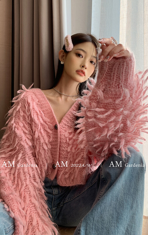 New in autumn!【AM GARDENIA】Single-breasted short fringed knitted cardigan 9229# ZXX