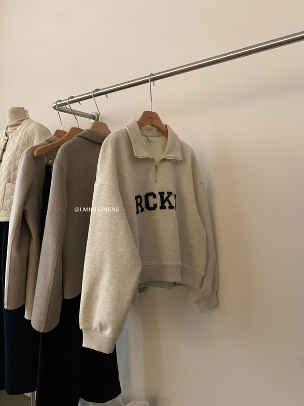 [IMISS] Korean casual polo collar embroidered fleece sweater sweater QK7161