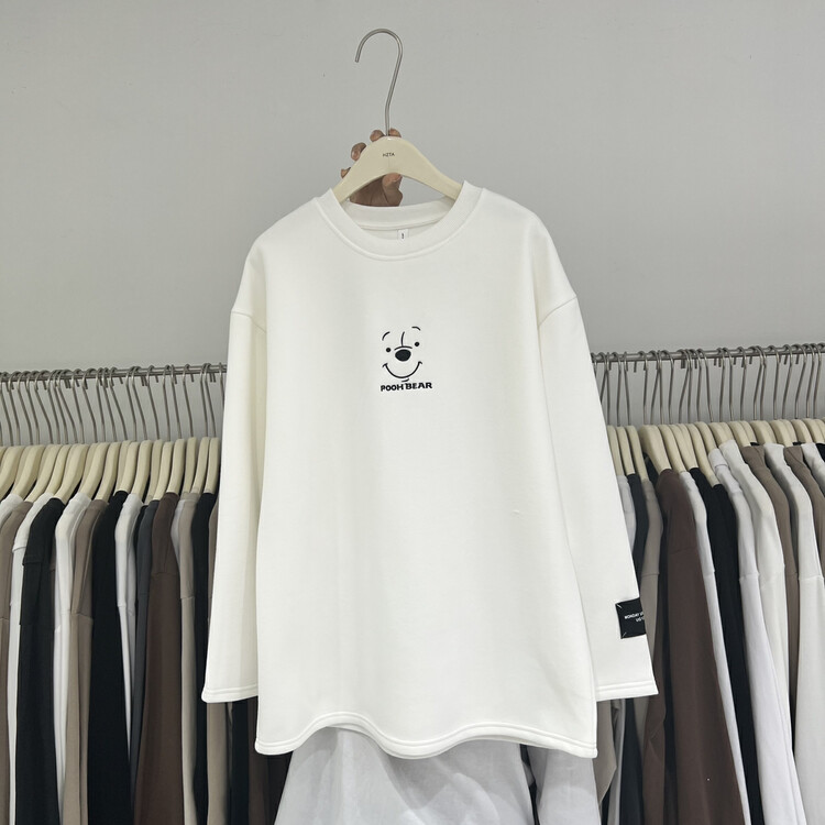 【TA+】 Fleece and thick printing loose long-sleeved T-shirt A8831# L