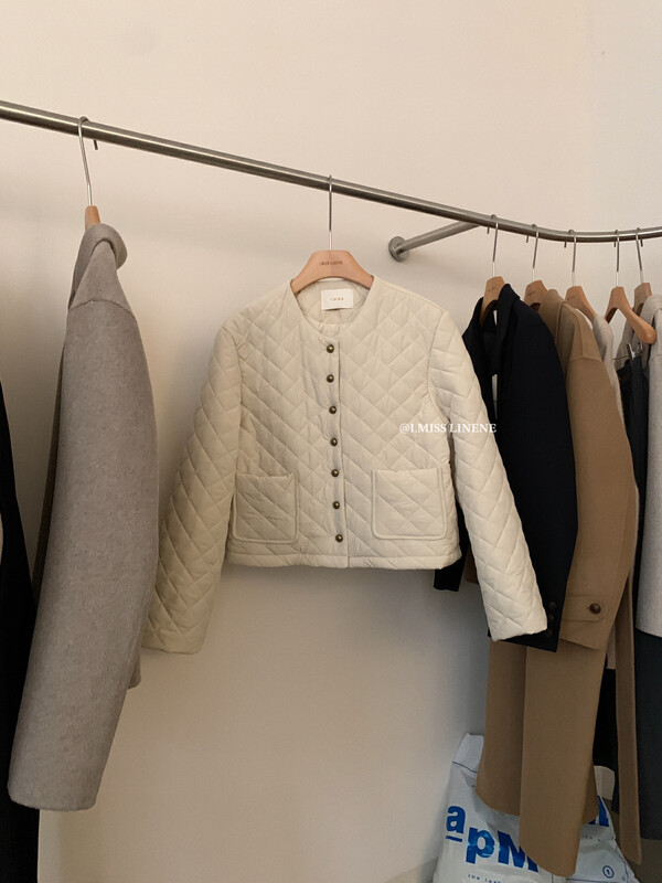 [IMISS] Retro small gold buckle rhombus padded jacket QK8130