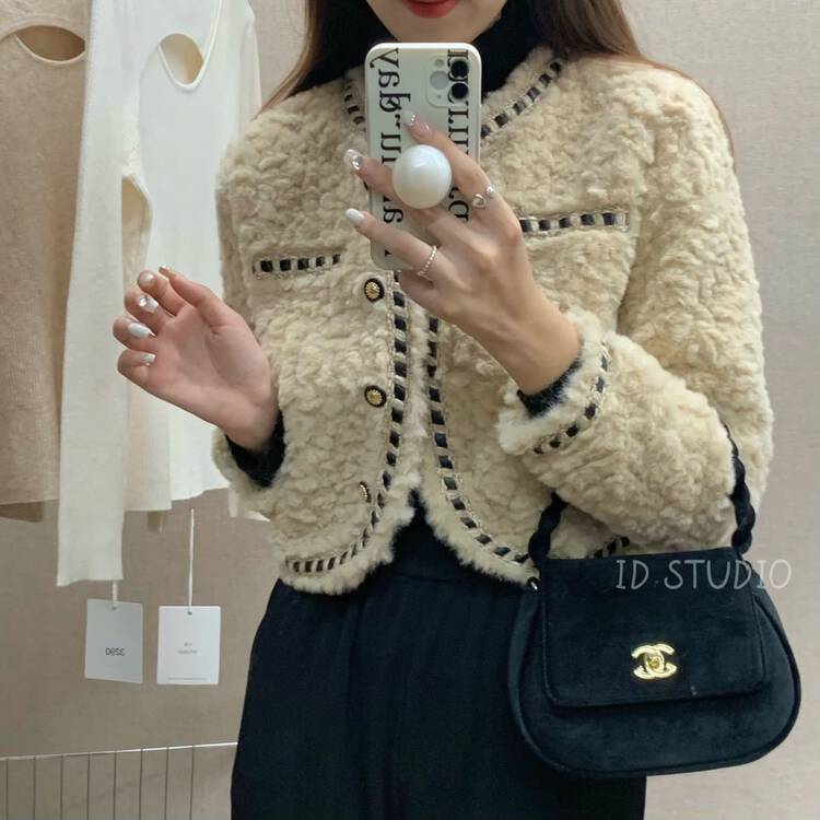 【I-D】Korean style temperament small fragrance short coat Y8555# L