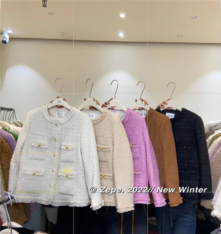 【ZE】Single Breasted Small Fragrance Fashion All-match Short Jacket 1222# L