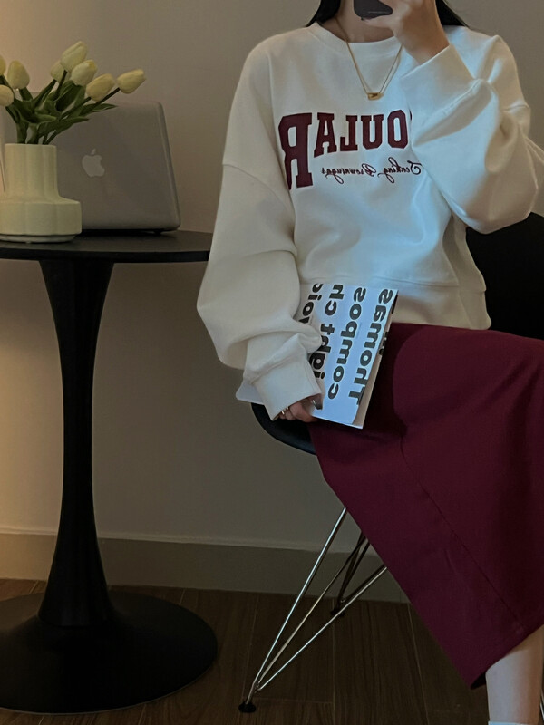 New in autumn!【RICH PAPA】Korean all-match alphabet print sweatshirt A155# ZXX
