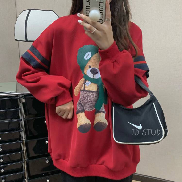 【I-D】Korean Style Versatile Loose Colorblock Sweatshirt R1013# L