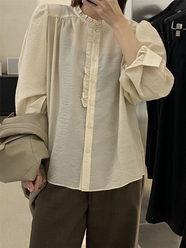 【CLEAN SPACE】Pure Color Texture Tencel Shirt 33786# CQW
