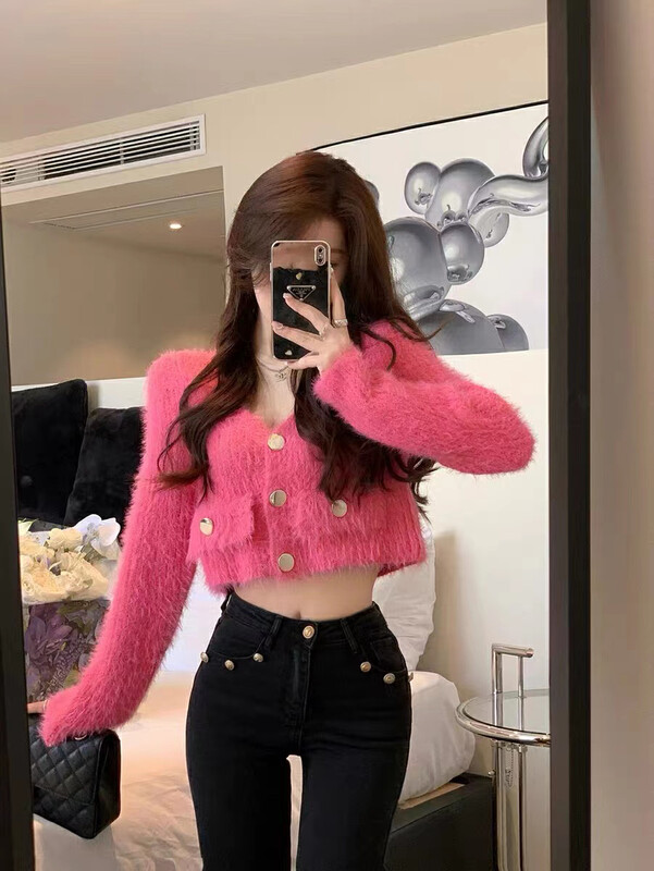 【AM GARDENIA】Fashionable Short Imitation Mink Knit Sweater 8139# ZXX