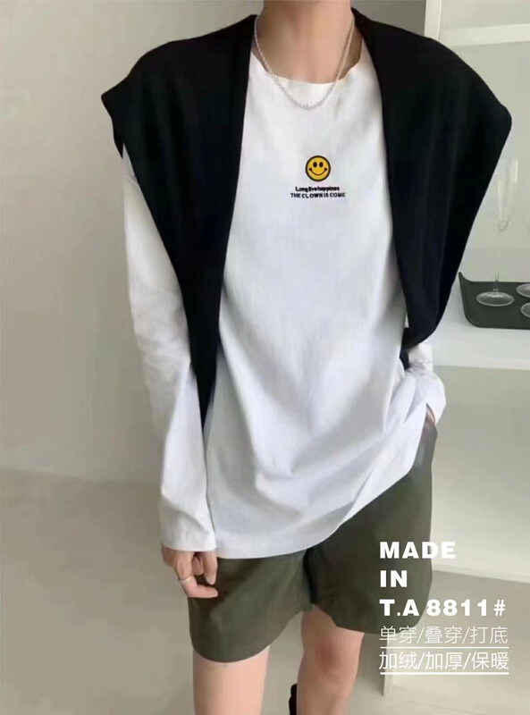 【TA+】Printed thick all-match long-sleeved T-shirt A8811# L