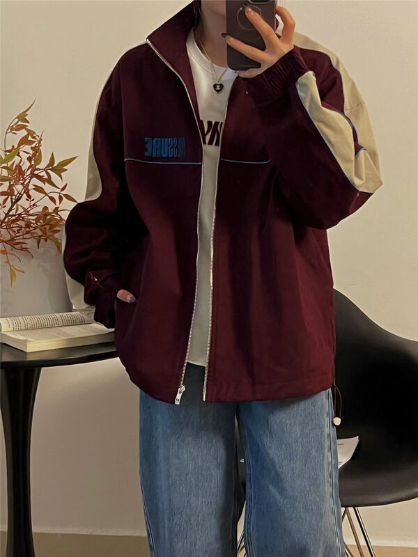 【RICH PAPA】Color-blocking casual style quilted all-match stand-collar short jacket W037# ZXX