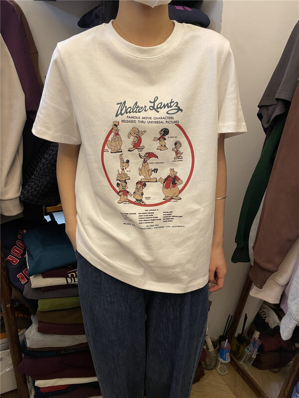 【RICH PAPA】Korean cartoon print round neck short-sleeved T-shirt T478# ZXX