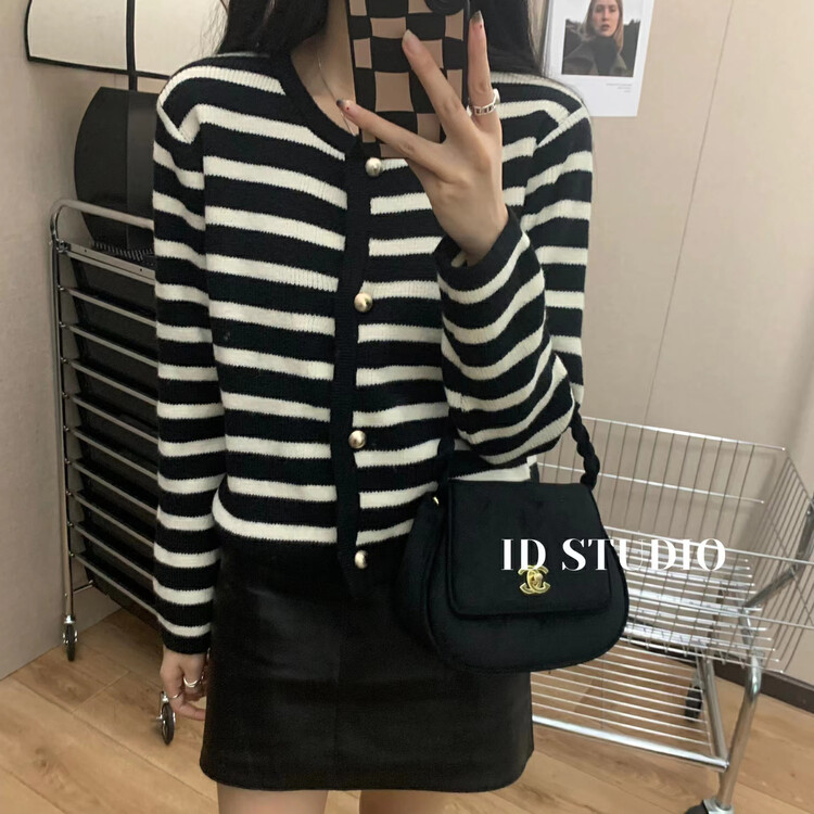 【I-D】Striped Versatile Long Sleeve Warm Sweater Y3188# L