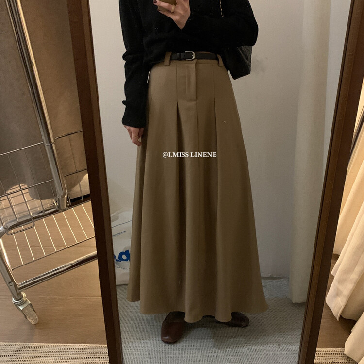 【IMISS】Korean version of high waist and slim pleated skirt (with belt) QK6531