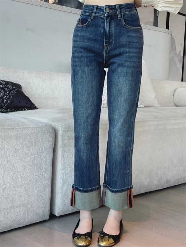 [Korean original] winter style velvet pockets feature edging cigarette pants jeans 61803-2