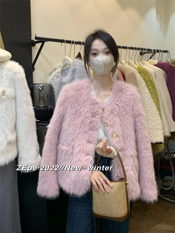 【ZE】Single-breasted textured and comfortable short coat 1215# L