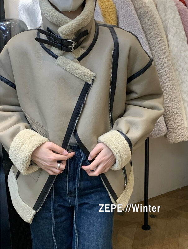 【ZE】High-neck zipper color-blocking comfortable short coat YS1-208# L