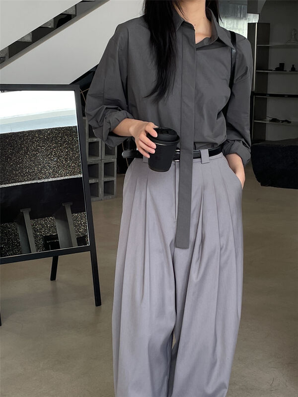 【CLEAN SPACE】Solid color texture loose and stacked must-have shirt 33753# CQW