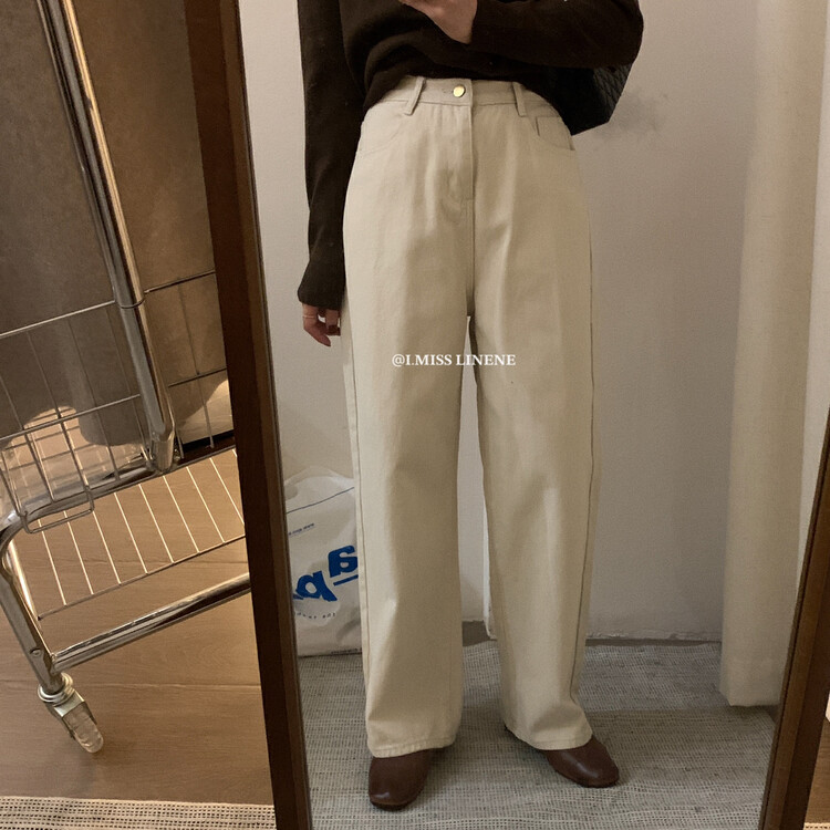 【IMISS】Korean version of high-waisted thin fleece jeans QK5101