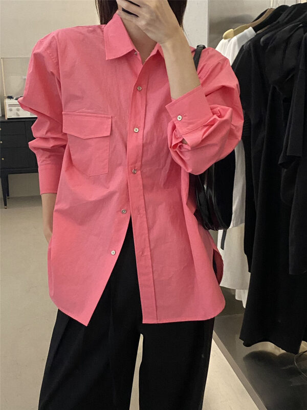 Must enter in winter, stacking artifact [CLEAN SPACE] solid color single-pocket commuter loose shirt 35365# CQW